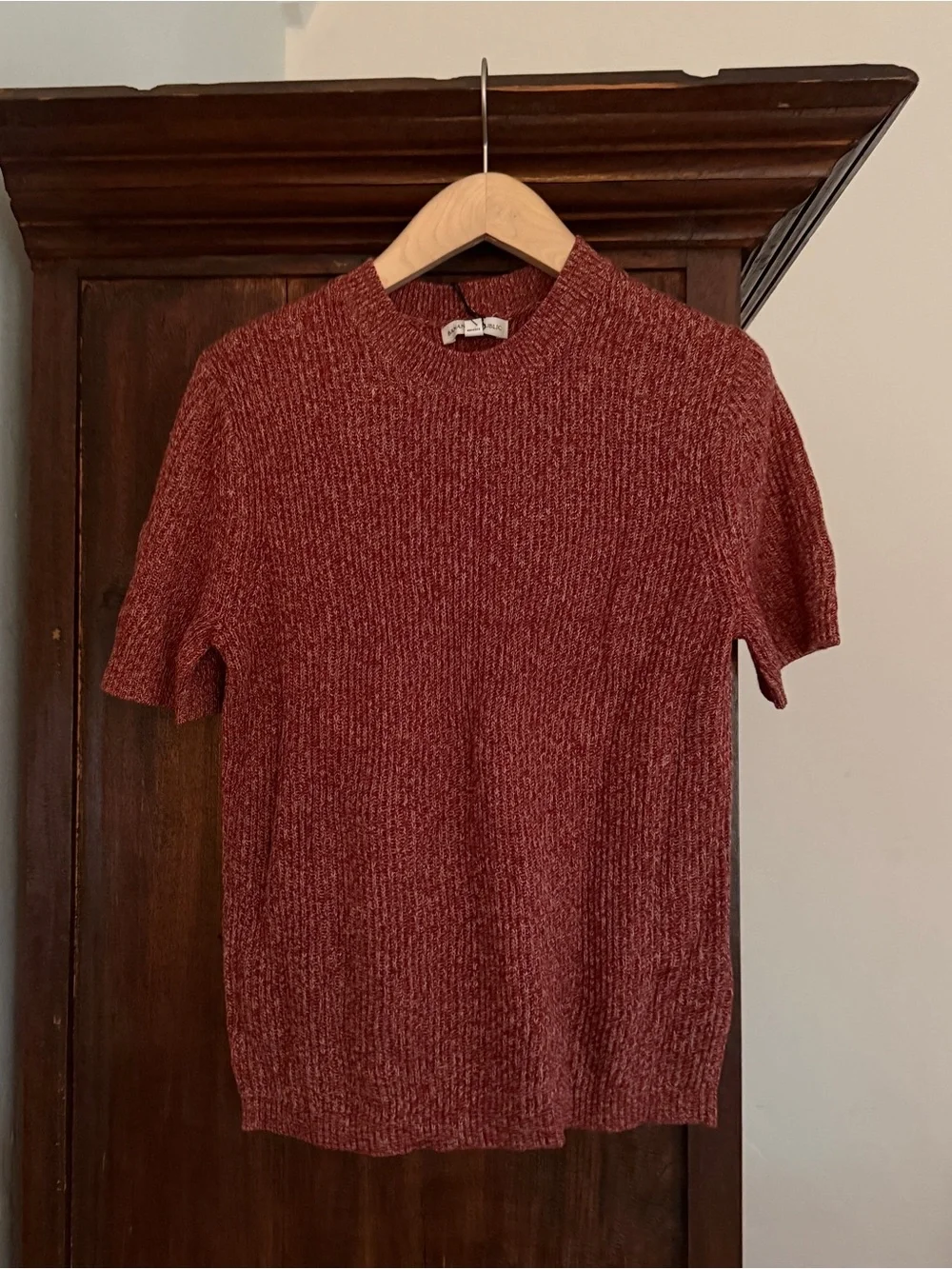 Banana Republic Men's Short-Sleeve Ribbed Sweater - Rust Red